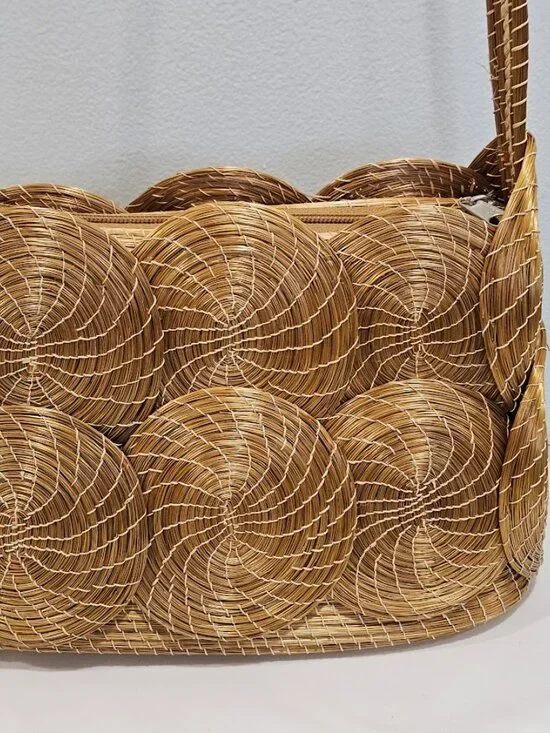 Basket of Cambodia Saraye Purse Woven Grass Boho Bag City Chic Boho Handmade - Picture 7 of 16